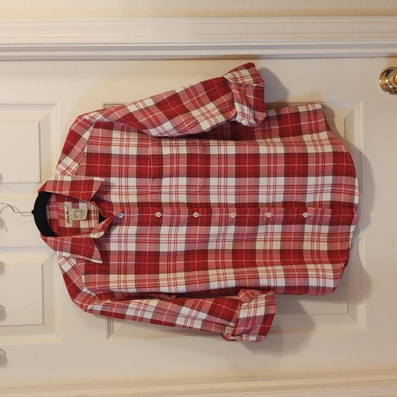 Flannel Button Down Top Red Plaid Eddie Bauer (Medium) Women's - Picture 6 of 11